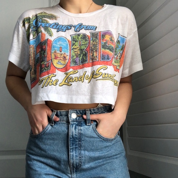 Florida Vintage Cropped Graphic T-Shirt Large